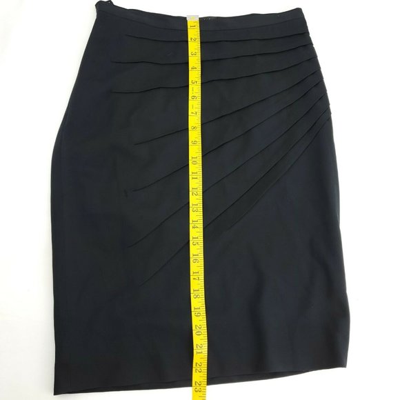Catherine Malandrino Womens Black Pleated Front Side Slit Pencil Skirt Size 4 - Picture 9 of 14